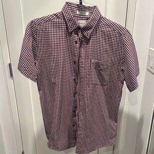 Matix Men's Burgundy Checkered Button Down Shirt